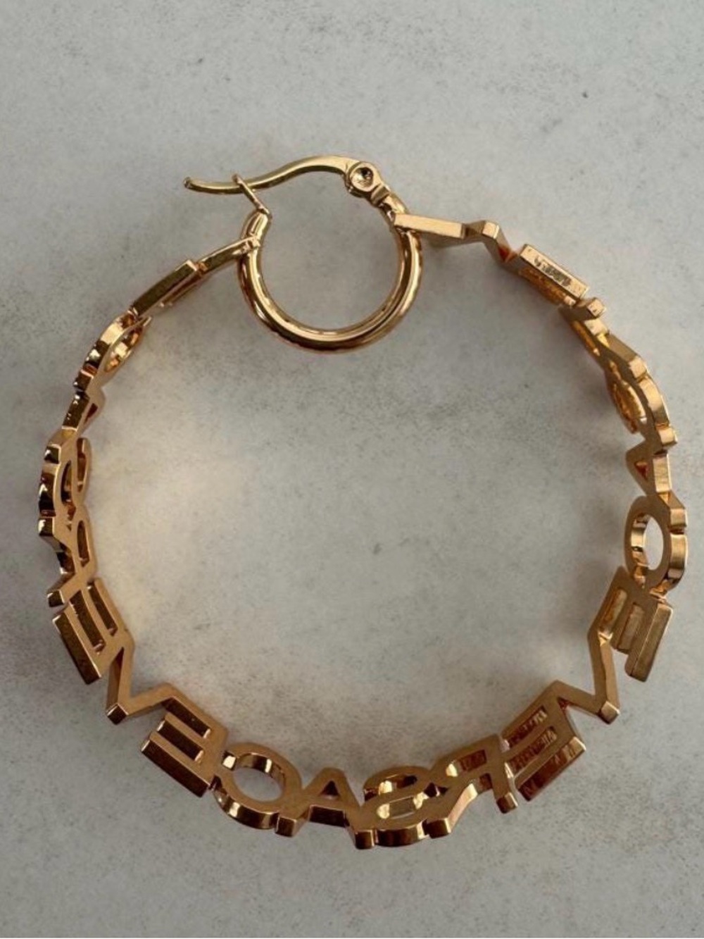 Designer inspired Gold-Tone Logo Hoop Earrings - Picture 3 of 3